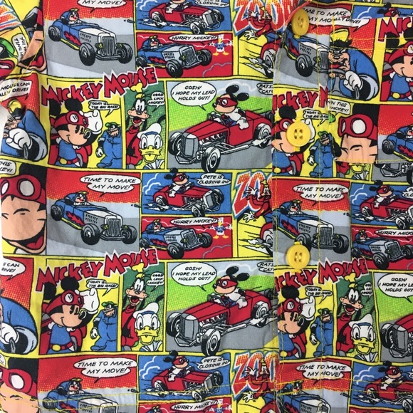 Disney Shirts & Tops Disney Mickey Mouse Comic Strip Button Down